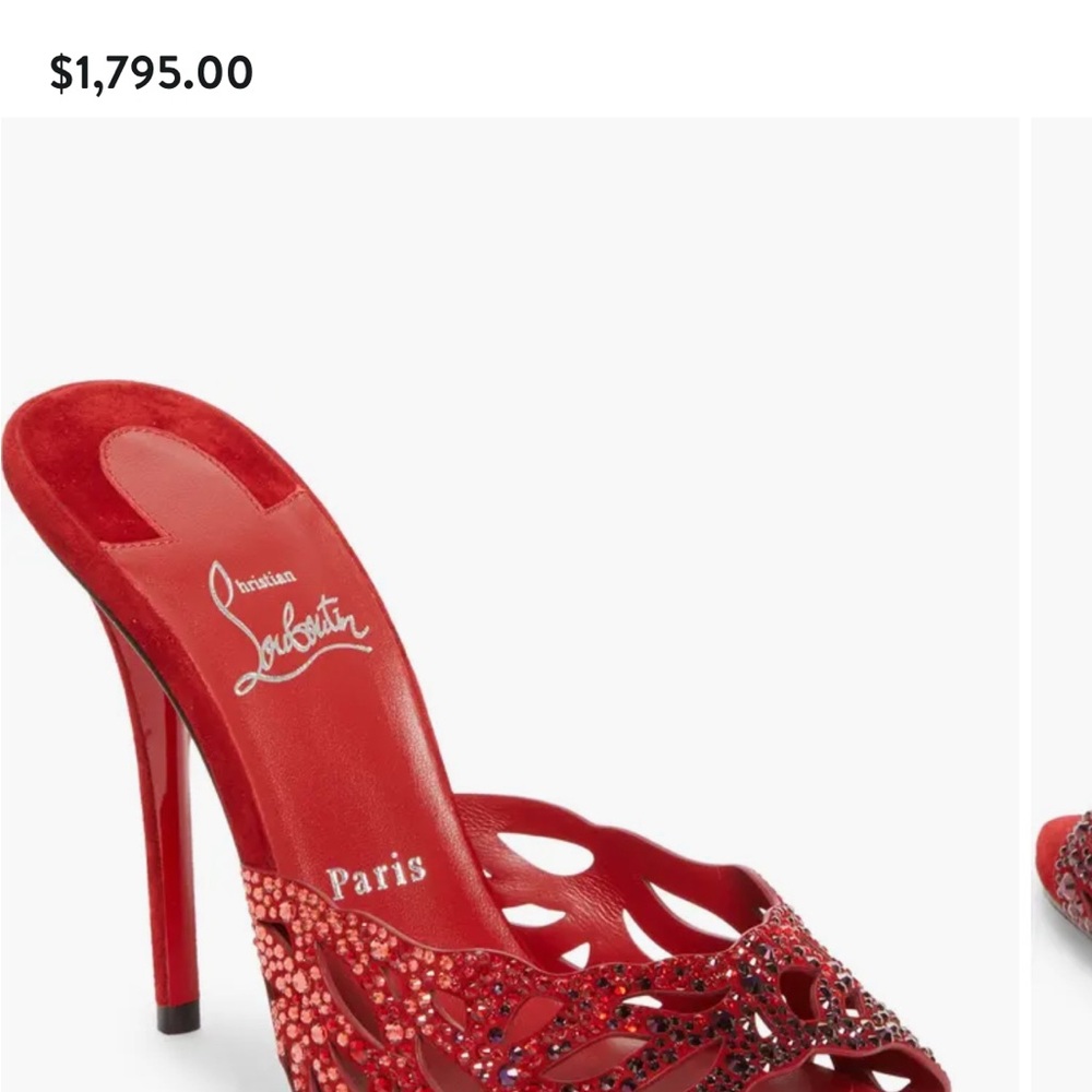 Christian Louboutin Red Embellished Heels - Picture 9 of 13